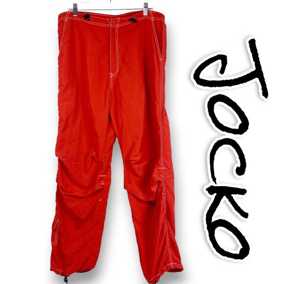 Jocko Vintage Nylon Cargo Tech Pants Y2K Orange Red Mens Size Large - Picture 1 of 10